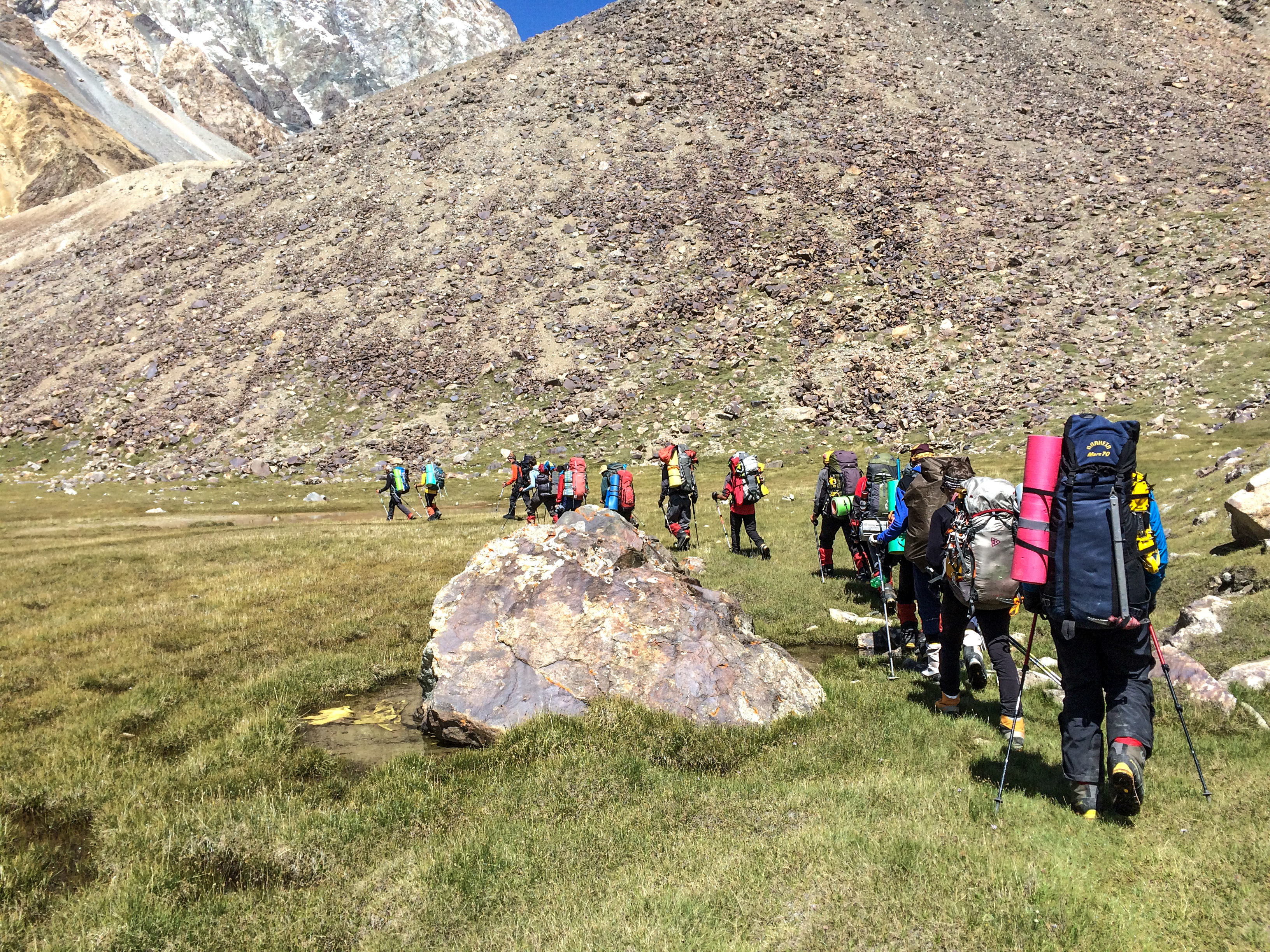 Trek to the First Camp of Communism Peak